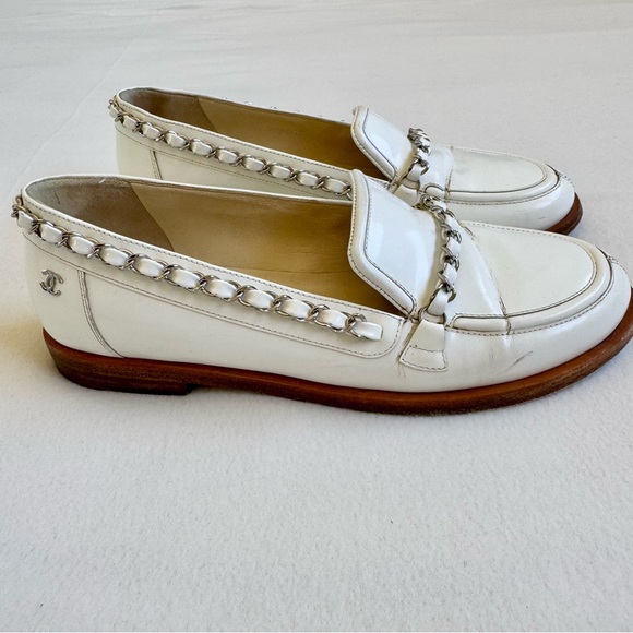 Chanel Patent Leather Chain Loafers - Picture 1 of 10